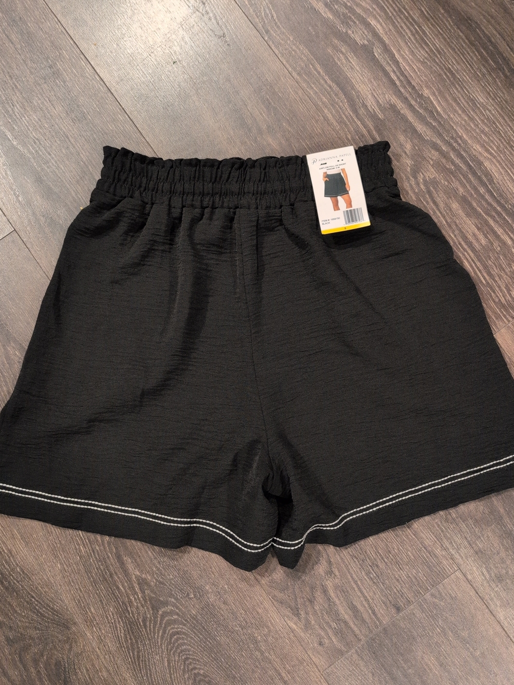 Adrianna Papell Airflow Shorts Black Women's Pull-On Elastic Waist Pockets S 5"